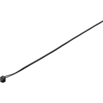 Een zwart kabel met een stekker aan één uiteinde, vermoedelijk voor elektronische verbindingen of elektrische apparaten.