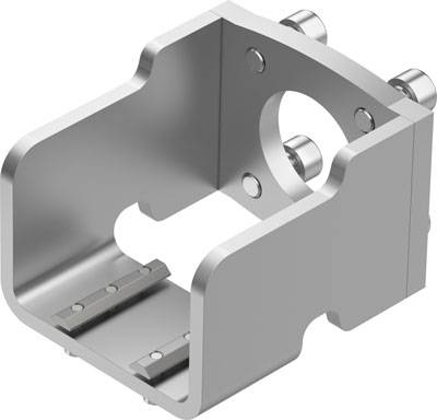 Metalen beugel met rechthoekige vorm en ronde uitsparingen, geschikt voor bevestigingsdoeleinden in technische toepassingen.
