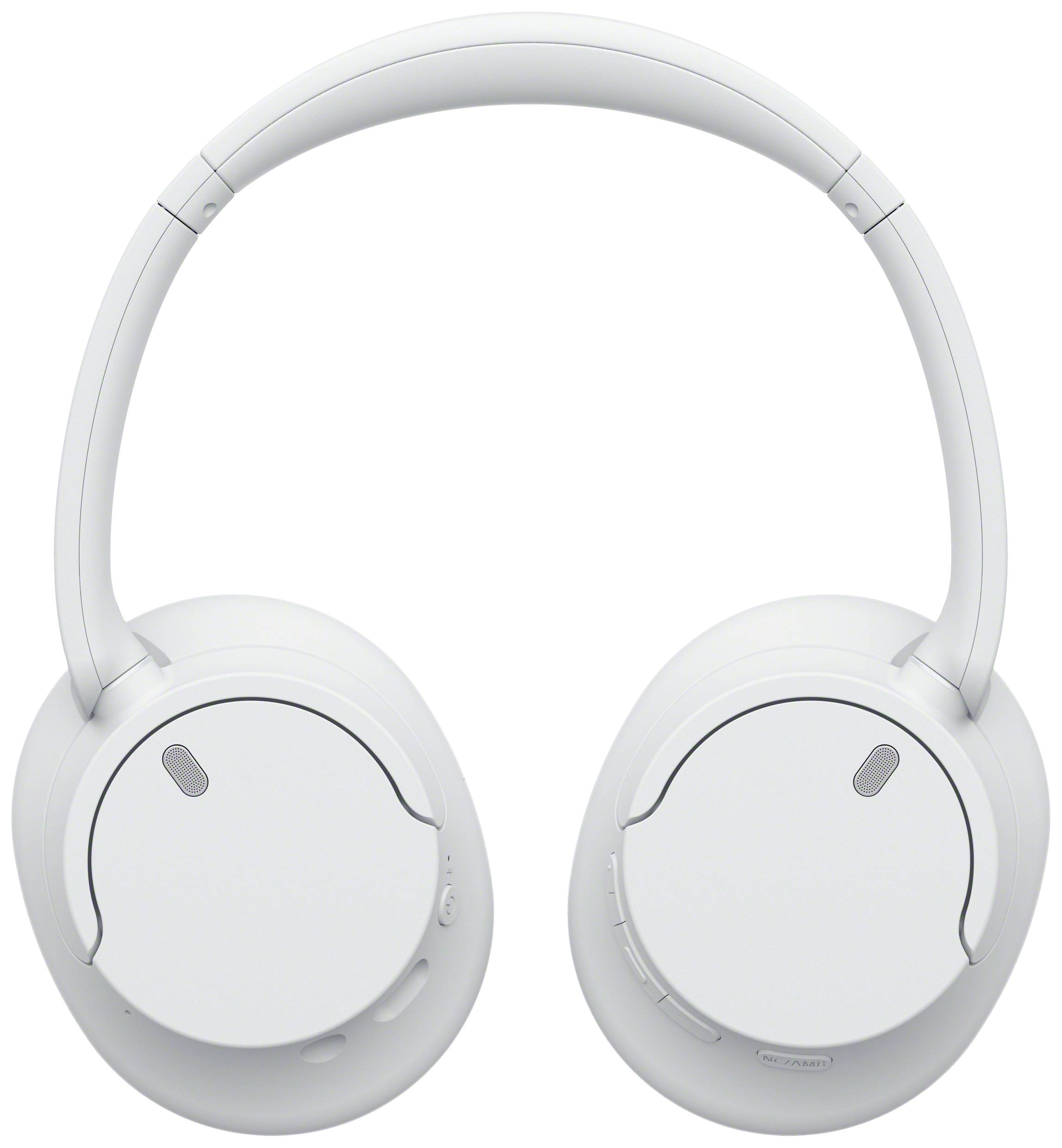Witte, draadloze over-ear koptelefoon met een strak design.