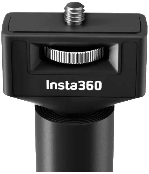 Cameramontagesteun van Insta360 met schroefdraad en draaiknop voor bevestiging aan statief of vergelijkbare ondersteuning.