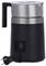Elektrische melkopschuimer in zwart met RVS-details, netvoeding aan de zijkant. Geschikt voor het verwarmen en opschuimen van melk.