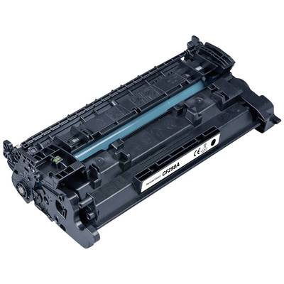 Een zwarte tonercartridge voor een printer, modelnummer 'CF283A'. Hij is langwerpig met een zichtbare metalen trommel.