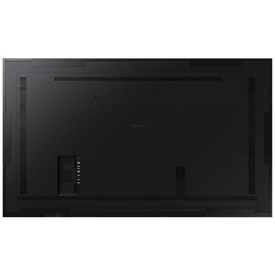 'Achterkant van een grote flatscreen tv met meerdere aansluitingen en ventilatieopeningen.'