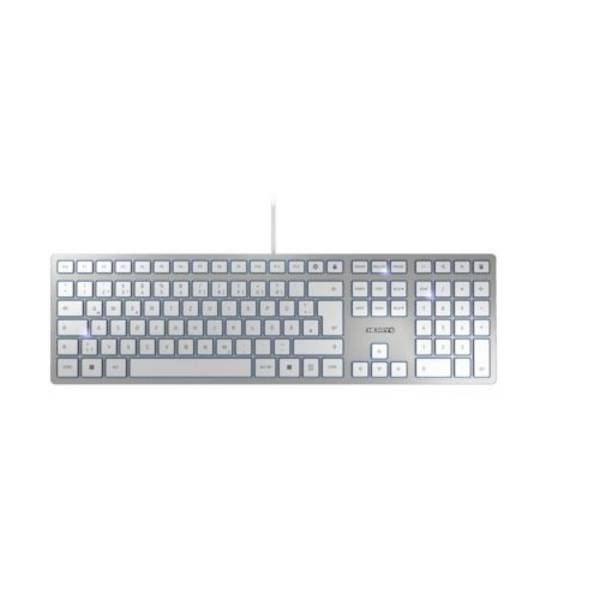 CHERRY KC 6000 Slim Toetsenbord USB AZERTY, Belgisch Zilver Geluidsarme toetsen