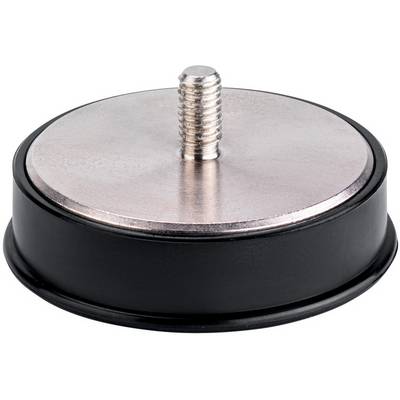 Ronde zwarte zuignap met een metalen schroefdraad in het midden