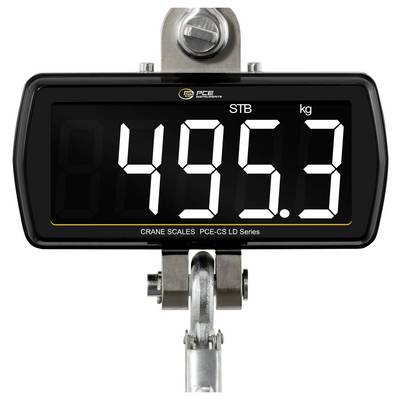 Digitale kraanweegschaal display met aanduiding 495,3 kg, met 'STB' indicator op een zwart scherm