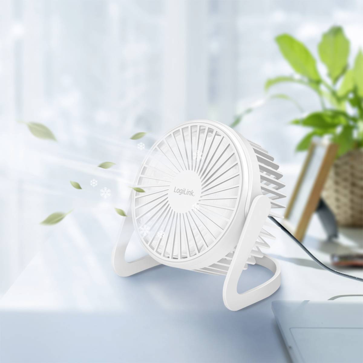 LogiLink UA0402 USB-ventilator 2 W (Ø x h) 12.7 cm x 115 mm Wit Zwenkbaar-6