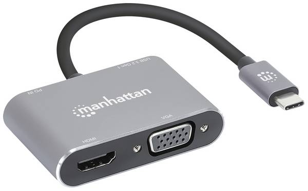 Manhattan USB-C to HDMI & VGA 4-in-1 Docking-Konverter USB-C dockingstation Geschikt voor merk (dockingstation): Universeel USB-C Power Delivery