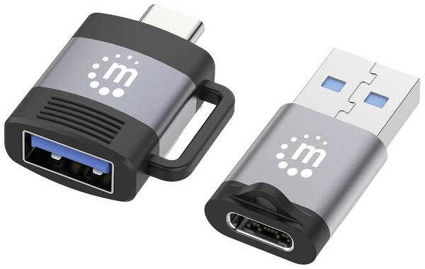 Manhattan USB 2.0 Adapter [2x USB 3.2 Gen 1 bus A (USB 3.0), USB 3.2 Gen 1 bus C (USB 3.0) - 2x USB 3.2 Gen 1 stekker C (USB 3.0), USB 3.2 Gen 1 stekker A (USB 3.0)] USB-C - USB-A-Adapter & USB-A - USB-C-Adapter 5 Gbit/s 3 A 0 mm