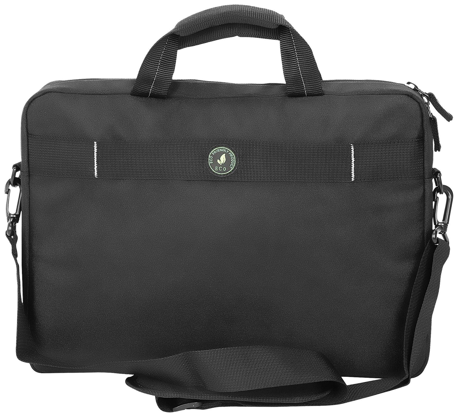 Zwarte laptoptas met handgrepen en schouderband. Geschikt voor het veilig vervoeren van laptops. Waterbestendig materiaal.