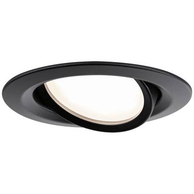 Zwarte, draaibare inbouwspot met wit licht, geschikt voor plafondmontage, modern design.