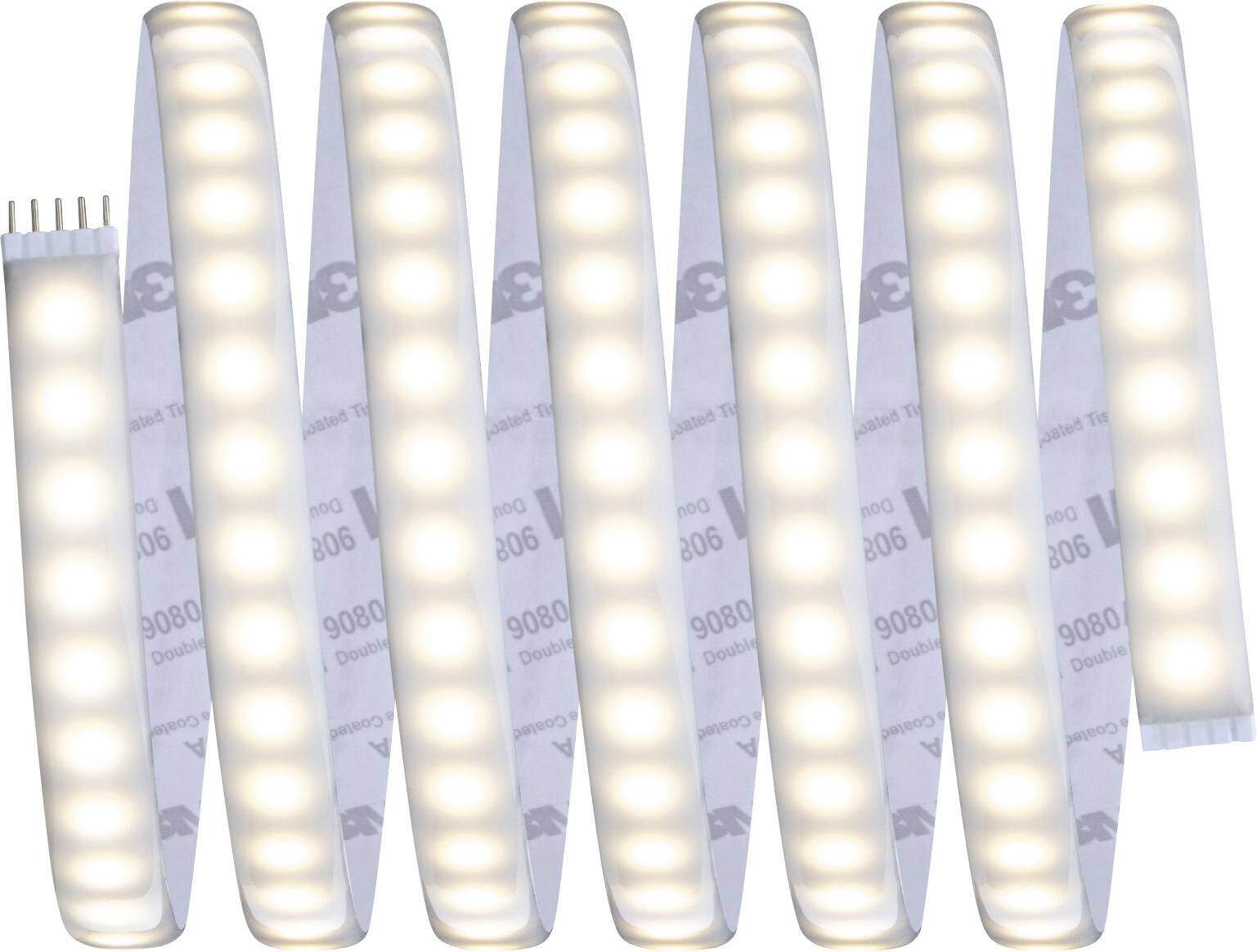 Een LED-lichtstrip met nauw geplaatste, lichtgevende dioden in een gebogen vorm. Ideaal voor flexibele verlichting.