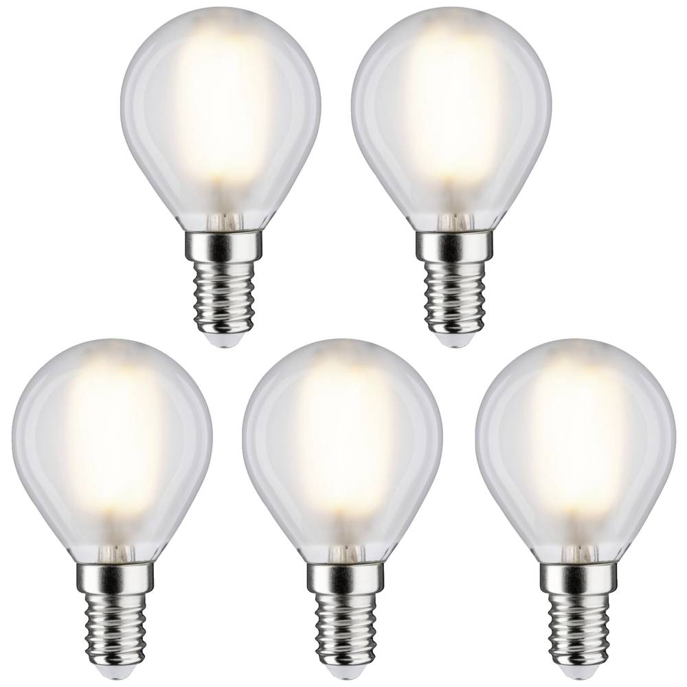 Paulmann 29097 LED-lamp Energielabel F (A - G) E14 Kogel 4.8 W Warmwit (Ø x h) 45 mm x 78 mm 5 stuk(s)