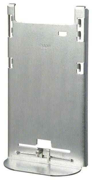 Metalen beugel met stekkerverbindingen bovenaan en een platte voet onderaan. Gebruikt voor bevestiging in industriële toepassingen.