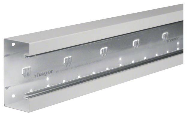 Metalen rail met gaten die gebruikt kan worden voor kabelbeheer of elektrische installaties.