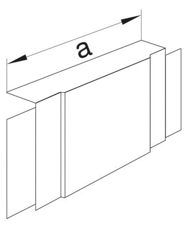 Diagram toont een rechthoek met plooien aan beide zijden en een pijl met 'a' die de breedte van een plooi aangeeft.