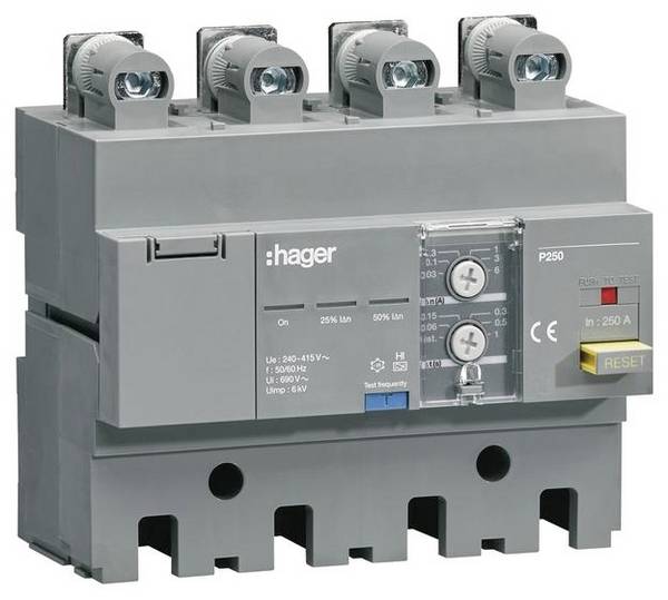Hager HBT250H HBT250H Aardlekblok 4-polig 250 A 0.03 A 220 V, 415 V