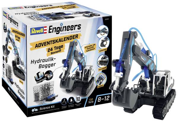 Revell Engineers Adventskalender "Engineers Excavator" Adventskalender Hydraulische graafmachine Techniek Leeftijdsklasse Vanaf 8 jaar