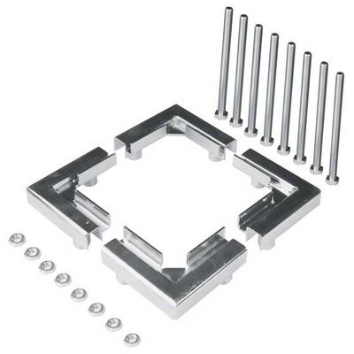 Metalen montagesets met vier hoekverbindingen, tien metalen pinnen en acht schroeven, voor de constructie van stevige frames.