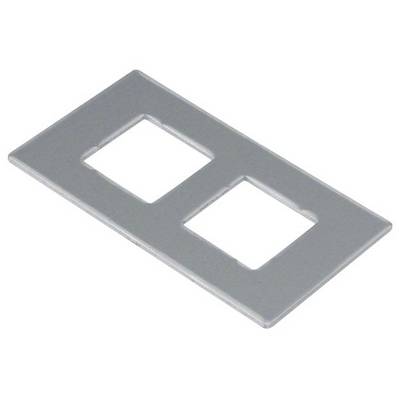 Metalen tweevoudige frame voor schakelaars of stopcontacten, rechthoekig met twee uitsnijdingen.