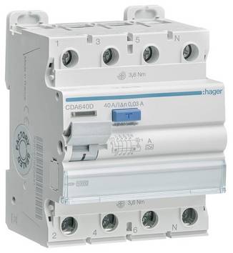 Hager CDA640D CDA640D Aardlekschakelaar  A   4-polig 40 A 0.03 A 400 V