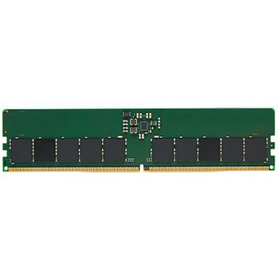 Een groene RAM-module met meerdere zwarte geheugenchips en gouden contactpunten aan de onderkant.
