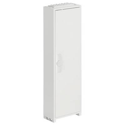Witte, vrijstaande verticale behuizing of kast met deurgreep.