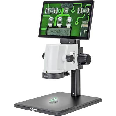 Digitale microscoop met display toont vergrote printplaat met SMD-componenten; bevestigt precisie en nauwkeurigheid van de analyse.