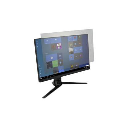 Een computermonitor met privacyscherm toont een Windows-bureaublad. Het scherm voorkomt dat het beeldscherm kan worden bekeken vanaf de zijkant.