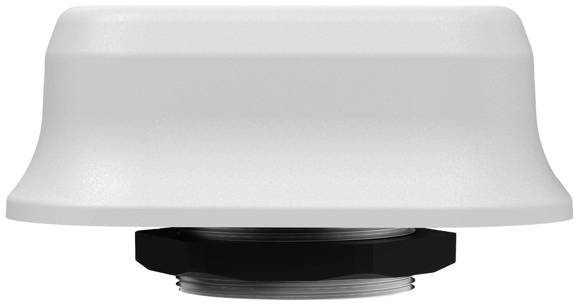 Een witte keramische luchtsensor met een zwarte basis, doorgaans gebruikt voor het meten van de luchtkwaliteit binnenshuis.