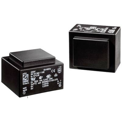 Twee zwarte transformatoren met technische specificaties op het oppervlak, geschikt voor elektrische toepassingen bij 230V, 50-60Hz.