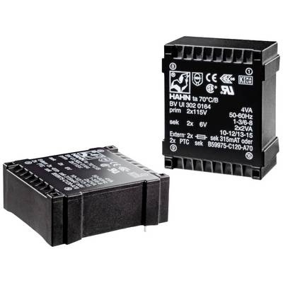 Zwarte elektronische componenten met witte opschriften. Bovenaan zijn specificaties en technische symbolen zichtbaar.