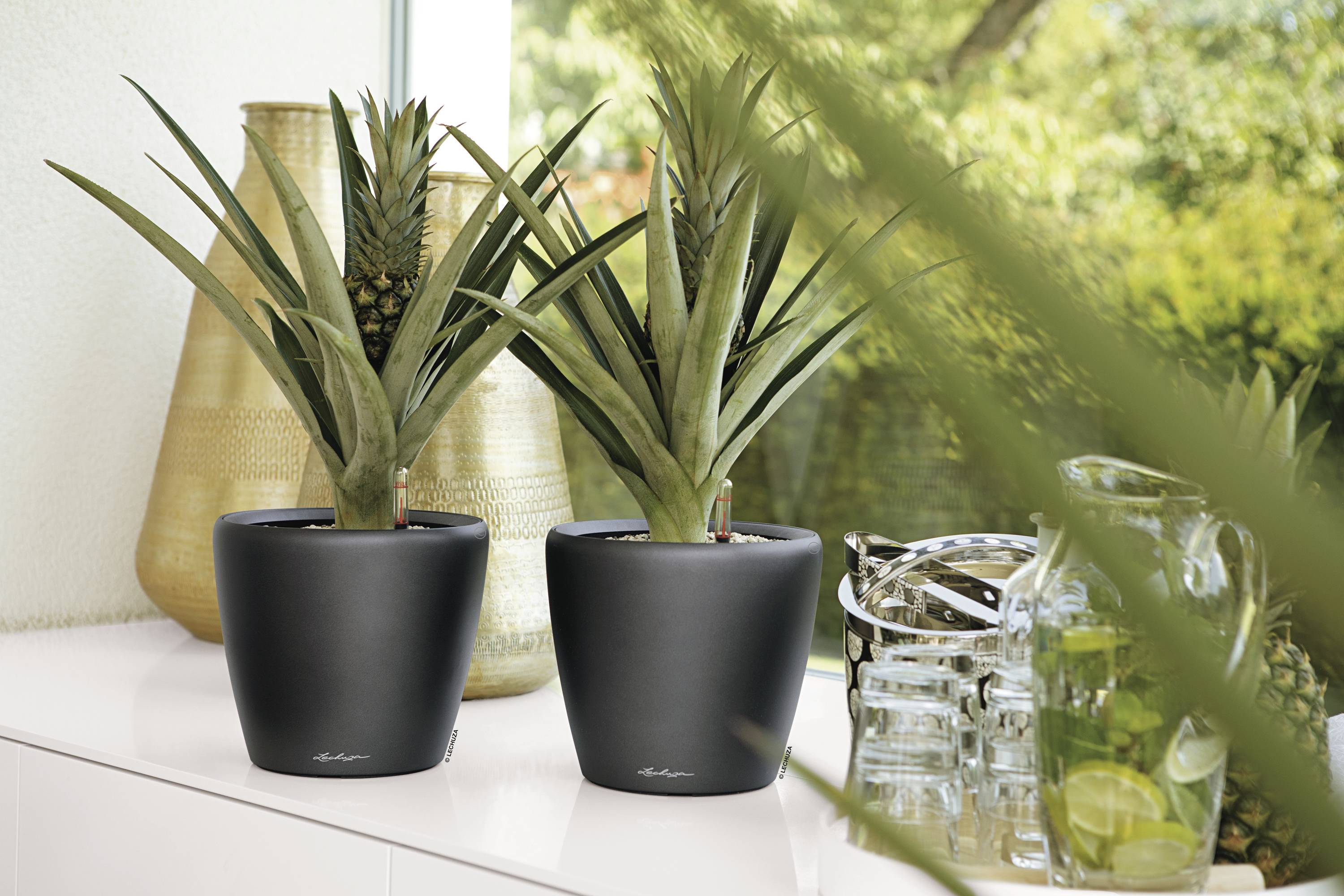 LECHUZA Classico Premium Bloempot - Compleet Set - Metallic Antraciet - Ø 21 x H20 cm - 3 L-6