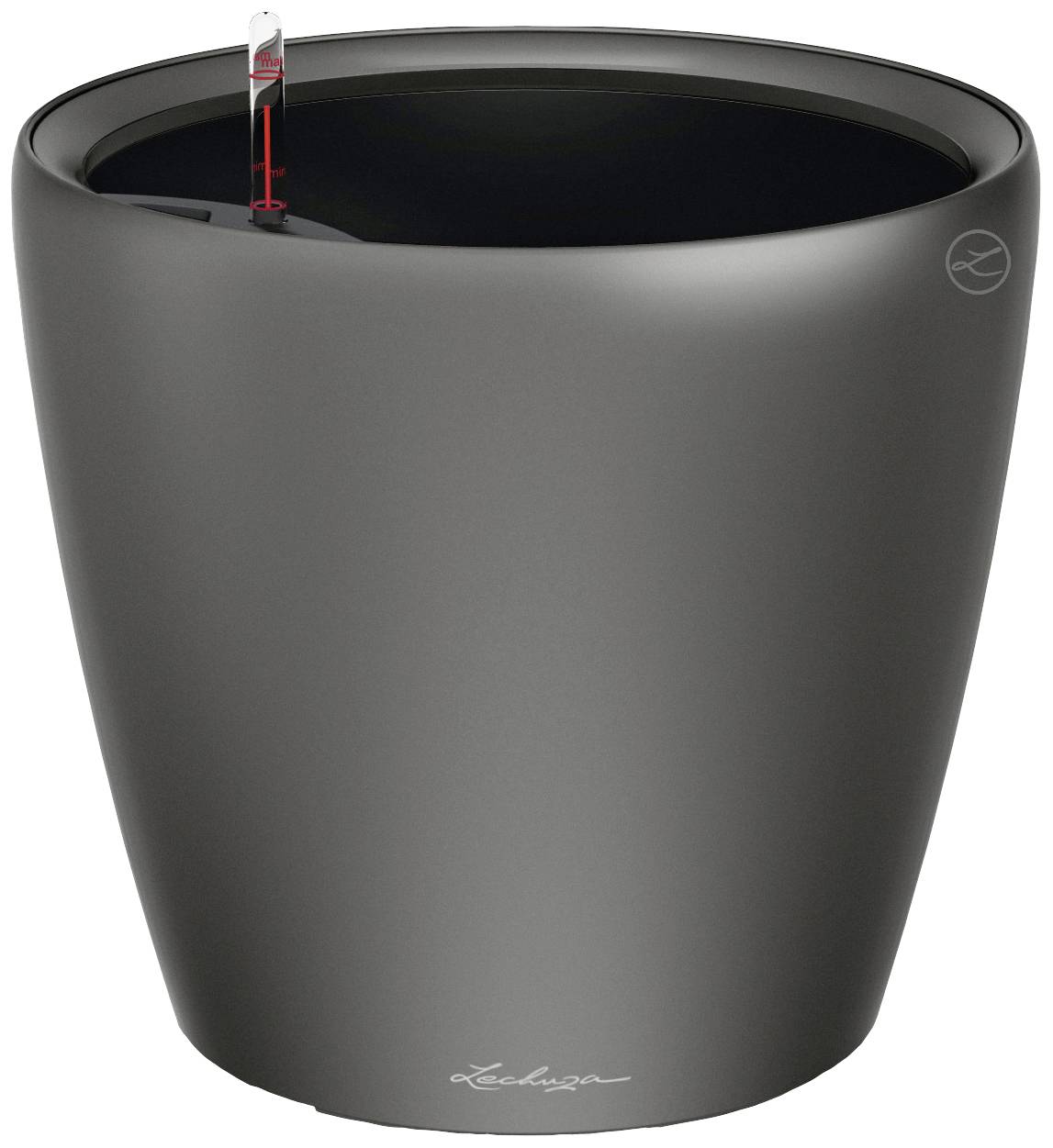 LECHUZA Classico Premium Bloempot - Compleet Set - Metallic Antraciet - Ø 21 x H20 cm - 3 L-0