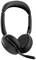 Draadloze on-ear headset met zwart design en microfoonarm. Geschikt voor telefoonconferenties en muziekbeleving.