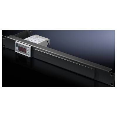 Een rechthoekig, metalen module met een digitaal display op een donkere achtergrond. Het toont technische specificaties.