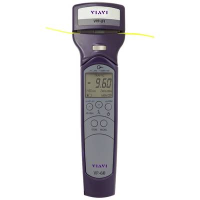 De afbeelding toont een paars handmeetapparaat van VIAVI voor glasvezel, model VP-60, met display en bedieningselementen voor het meten van vermogenssterktes.