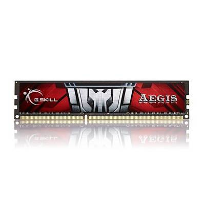 G.Skill Aegis RAM-module met rood en grijs ontwerp, gouden contacten onderaan.