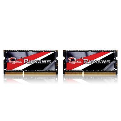 Twee G.Skill Ripjaws RAM-modules met een zwart en rood ontwerp, geschikt voor computerupgrades of geheugenvergrotingen.