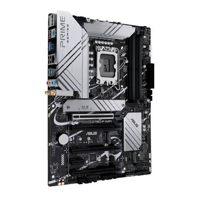 Computermoederbord met meerdere uitbreidingssleuven en aansluitingen, gemerkt als 'PRIME Z790-P WIFI D4', van het merk ASUS.