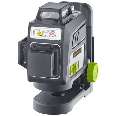 Kruislijnen-laser op statief, toont horizontale en verticale laserstralen voor uitlijning. Geschikt voor bouw- en renovatiewerkzaamheden.