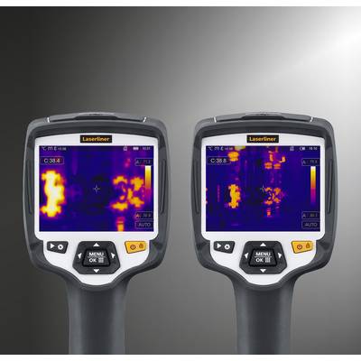Twee infrarood-thermografiecamera's tonen warmtebeelden van objecten in verschillende kleuren voor temperatuurmeting en analyse.