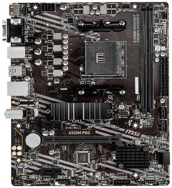 MSI A520M PRO Moederbord Socket AMD AM4 Vormfactor Micro-ATX Moederbord chipset AMD® A520