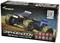 Verpakking van een 4WD Monstertruck met ESP van Amewi, model 'Daphoenodon'. Toont een blauwe speelgoedauto op modderige ondergrond.