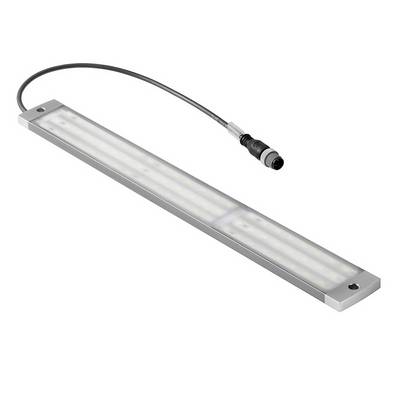 Slanke LED-lamp met aansluitkabel, rechthoekig en plat, geschikt voor werkruimtes, met egale lichtverspreiding.