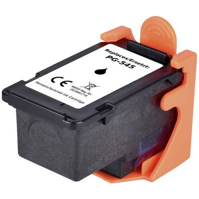 Inktpatroon vervangingsmodel PG-545 in een oranje houder. Etiket toont modelicoon, CE-markering en recyclingverwijzing.