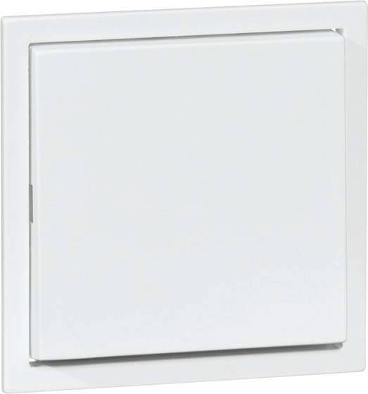 Een moderne, vierkante lichtschakelaar met een witte lijst aan een muur, geschikt voor hedendaags interieurontwerp.