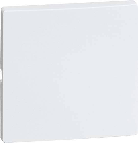 Een vierkante, witte kunststof lichtschakelaar.