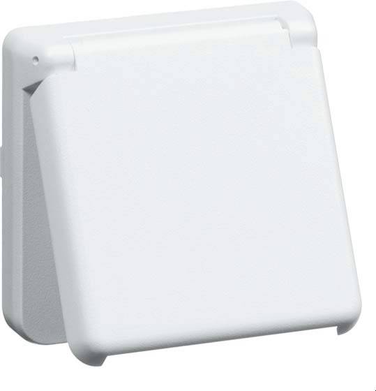 Eenvoudige, witte kunststof deksel in vierkante vorm.