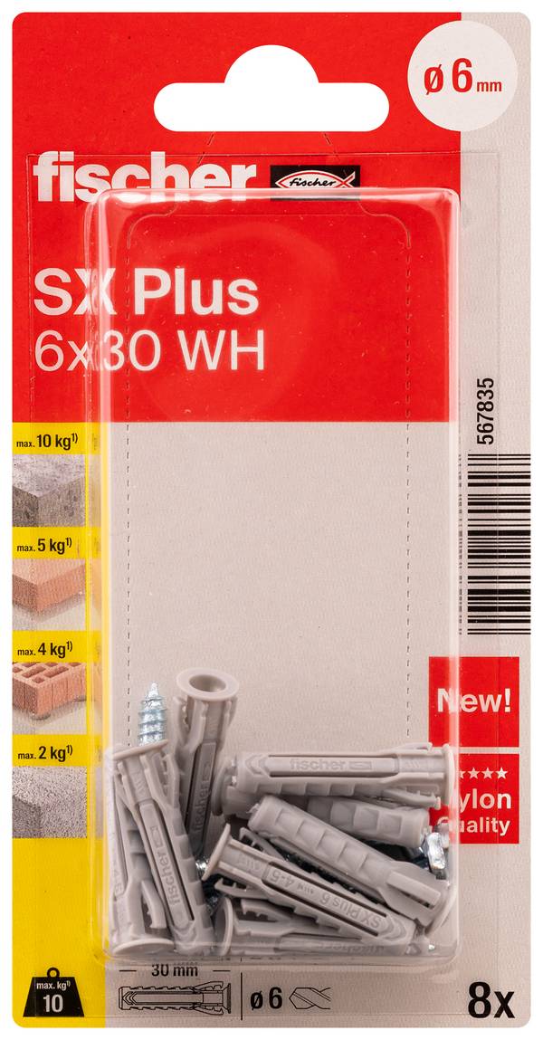 Fischer 567835 SX Plus Spreidplug 30 mm 6 mm 8 stuk(s)
